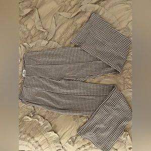 checkered brown and white pants from Daisy Grace boutique.